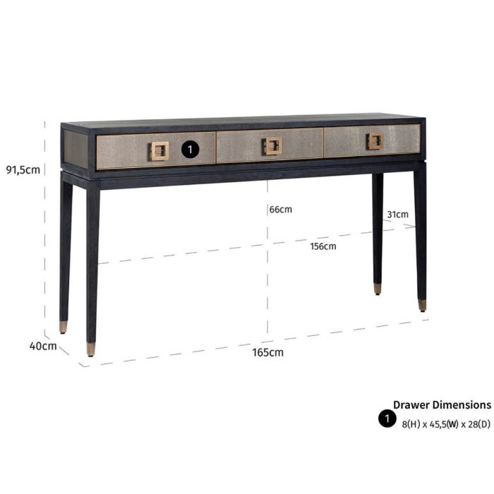 Richmond Bloomingville Faux Shagreen 3 Drawer Console Table-Belmont Interiors