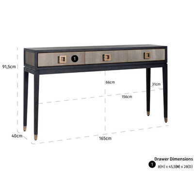 Richmond Bloomingville Faux Shagreen 3 Drawer Console Table-Belmont Interiors