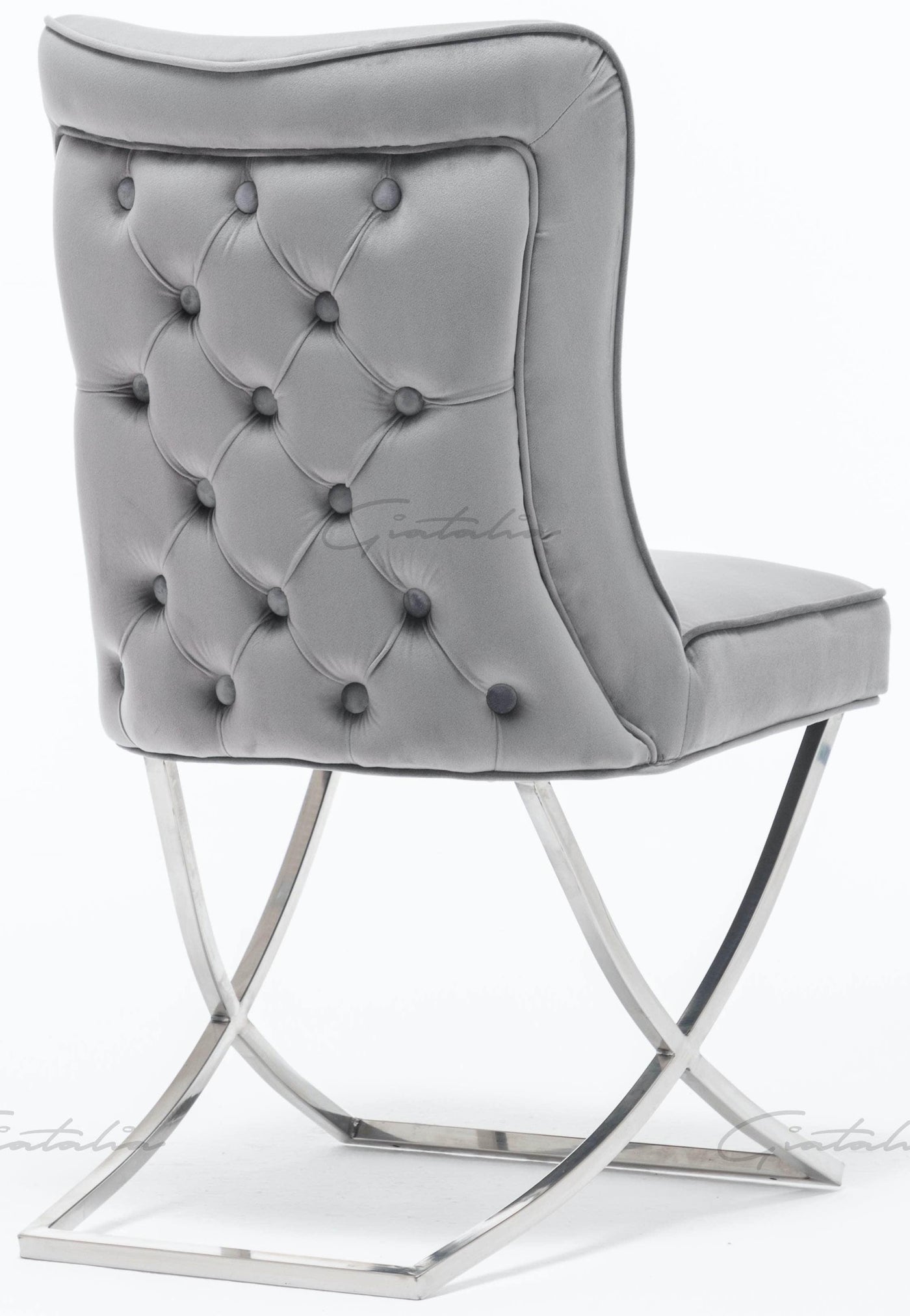 Louis 120cm Grey Marble Dining Table + Belgravia Dark Grey Plush Velvet Button Dining Chairs-Esme Furnishings