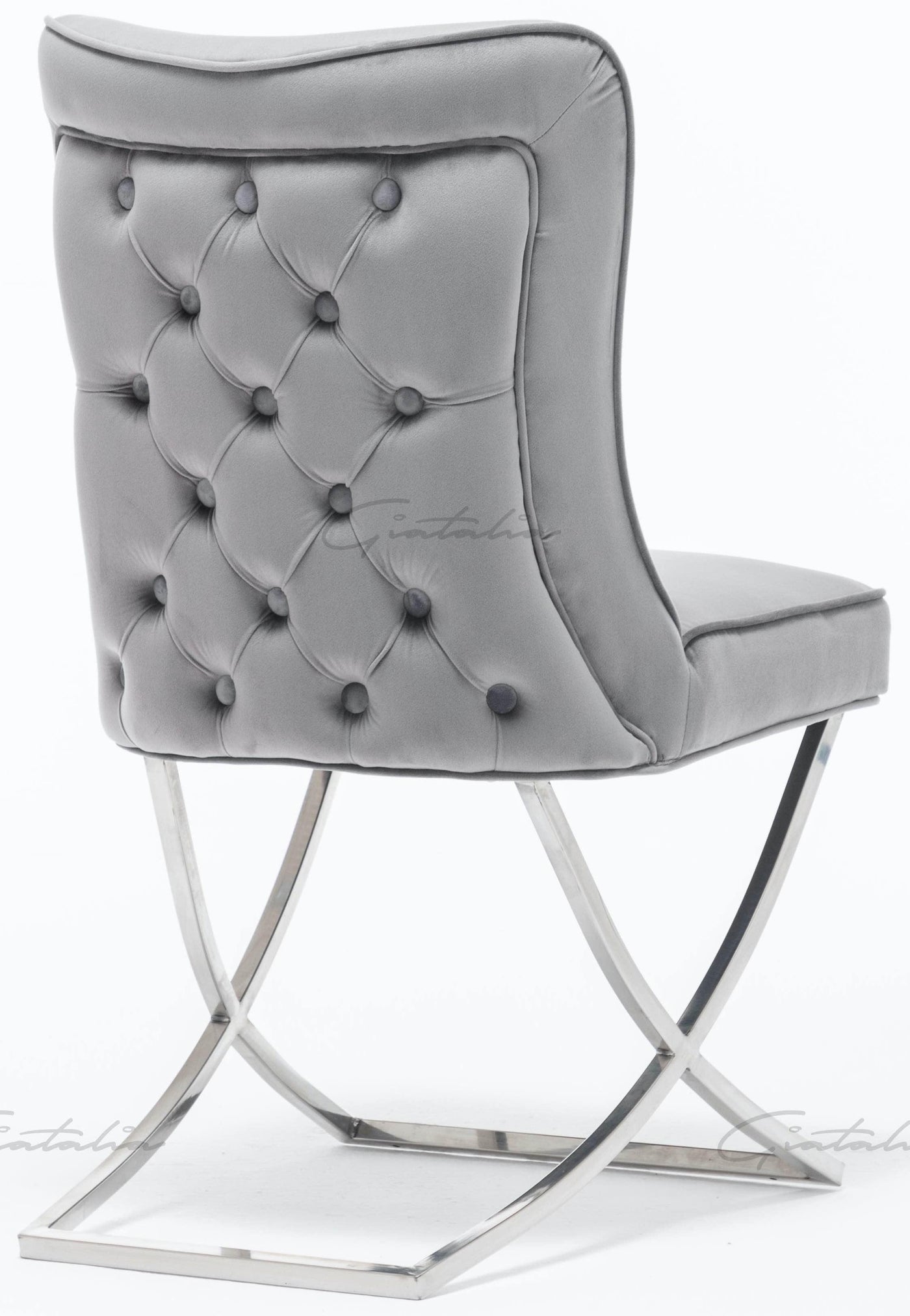 Arianna 180cm White Marble Dining Table + Belgravia Dark Grey Plush Velvet Button Dining Chairs-Esme Furnishings