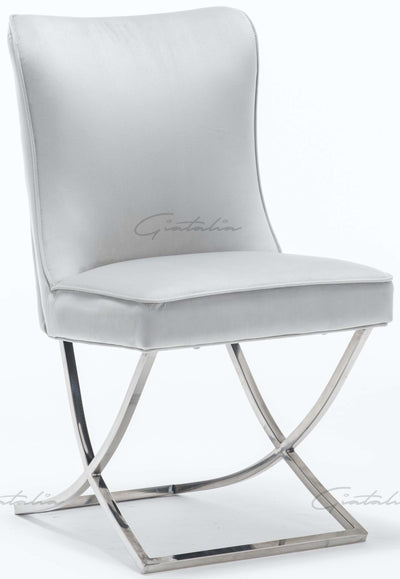 Louis 120cm Grey Marble Dining Table + Belgravia Dark Grey Plush Velvet Button Dining Chairs-Esme Furnishings