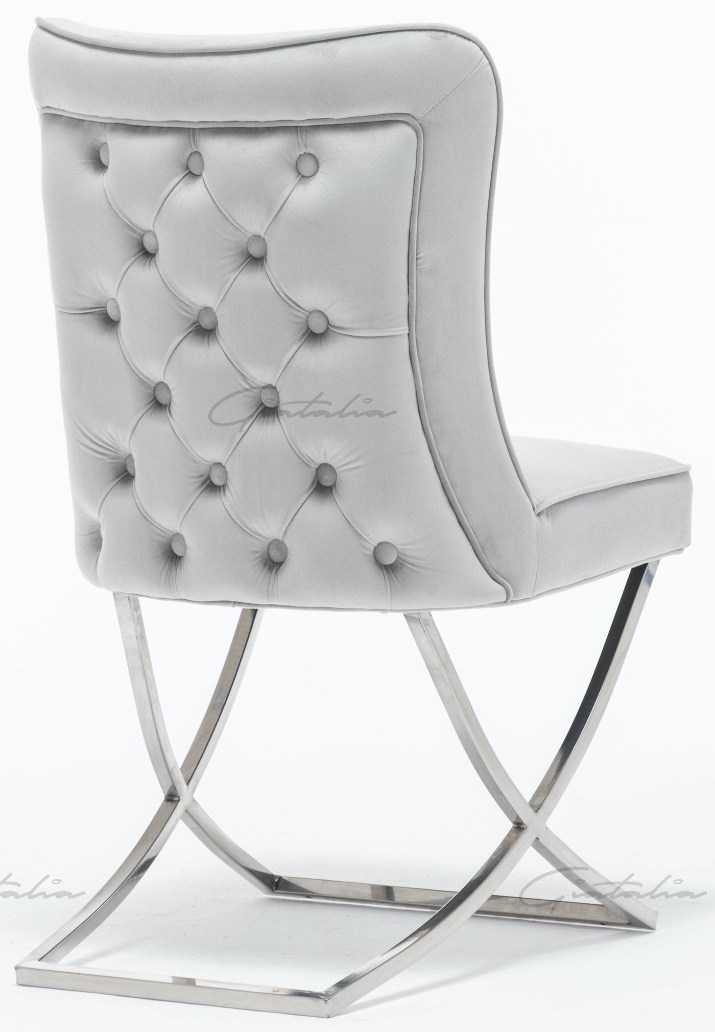 Louis 120cm Grey Marble Dining Table + Belgravia Dark Grey Plush Velvet Button Dining Chairs-Esme Furnishings