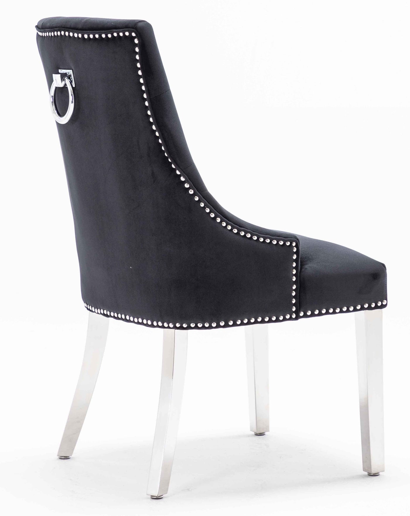 Ottavia White Marble 180CM Dining Table + Knightsbridge Chrome Knocker Plush Velvet Dining Chairs-Esme Furnishings