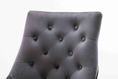 Knightsbridge Dark Grey French Velvet Knocker Back Dining Chair With Chrome Legs-Esme Furnishings