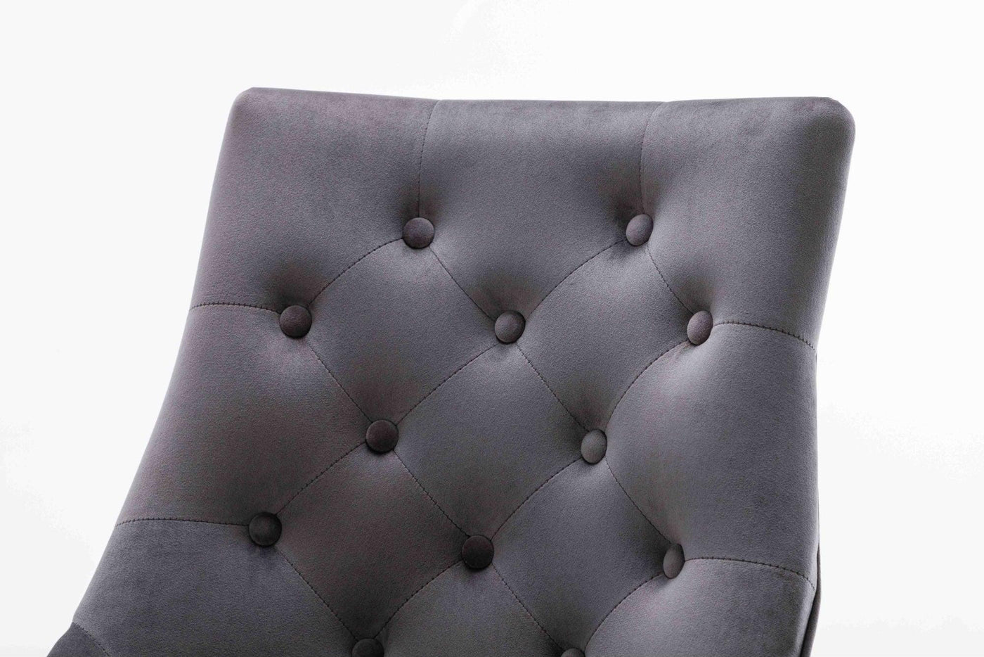 Louis 180cm White Marble Dining Table + Knightsbridge Dark Grey Knocker Plush Velvet Chairs-Esme Furnishings