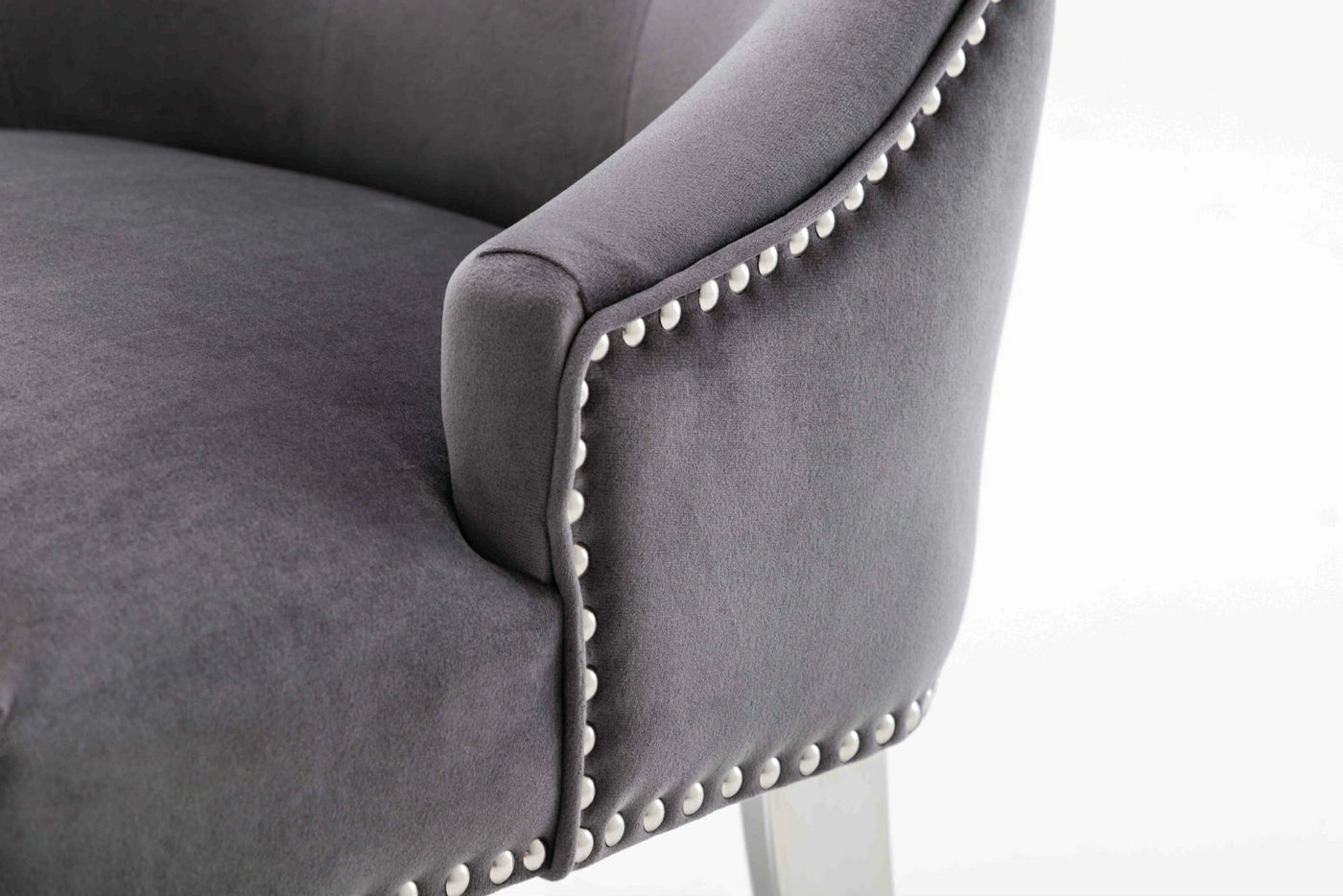 Knightsbridge Dark Grey French Velvet Knocker Back Dining Chair With Chrome Legs-Esme Furnishings