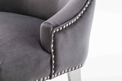 Louis 180cm Grey Marble Dining Table + Knightsbridge Dark Grey Knocker Plush Velvet Chairs-Esme Furnishings