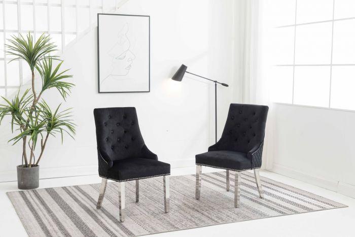 Arianna 180CM Cream Marble Dining Table + Lion Knocker Plush Velvet Dining Chairs-Esme Furnishings