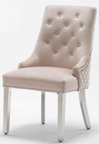 Arianna 180CM Cream Marble Dining Table + Lion Knocker Plush Velvet Dining Chairs-Esme Furnishings