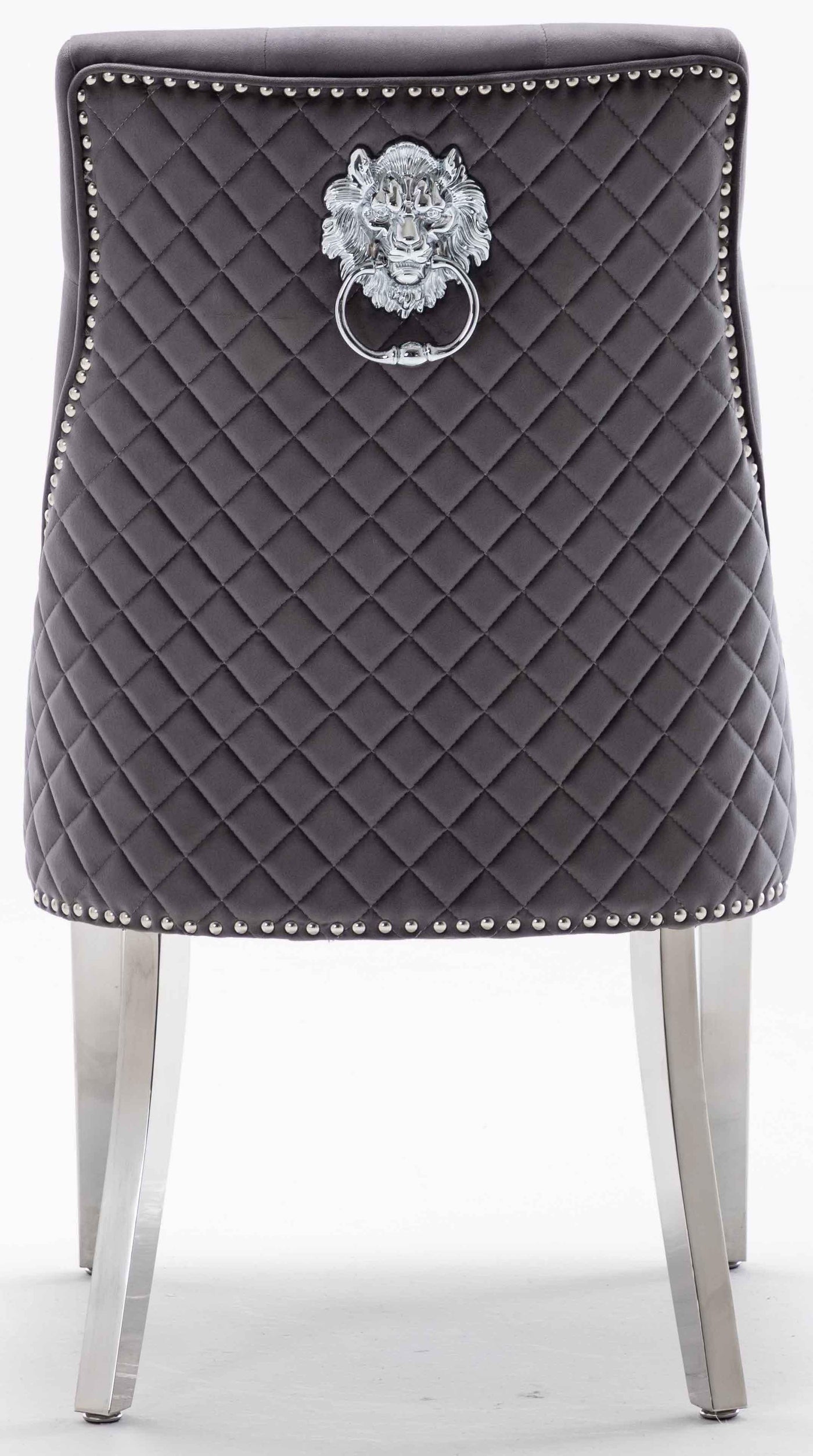 Louis 150cm Grey Marble Dining Table + 4 Grey Lion Knocker Quilted Back Chairs + 110cm Bench-Esme Furnishings