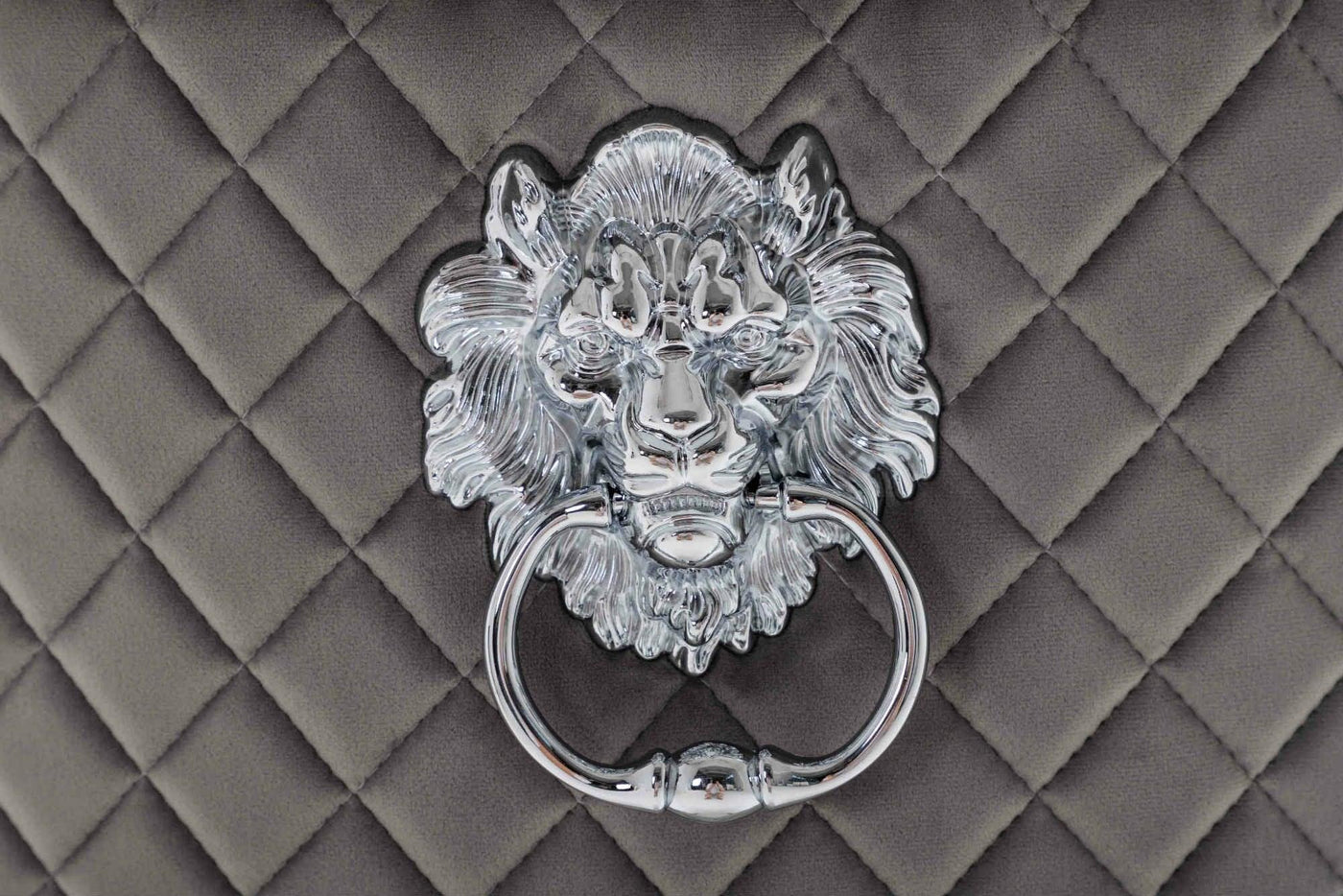 Louis 150cm Grey Marble Dining Table + 4 Light Grey Lion Knocker Quilted Back Chairs + 110cm Bench-Esme Furnishings