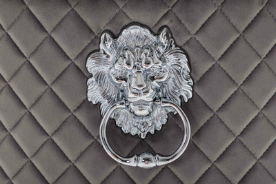 Louis 150cm Grey Marble Dining Table + 4 Light Grey Lion Knocker Quilted Back Chairs + 110cm Bench-Esme Furnishings