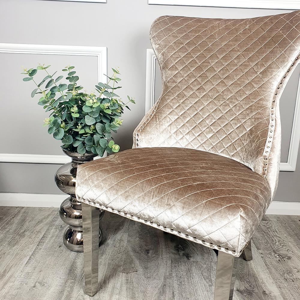 Louis Grey Marble 200CM Dining Table + Valente Lion Knocker Velvet Chairs-Esme Furnishings