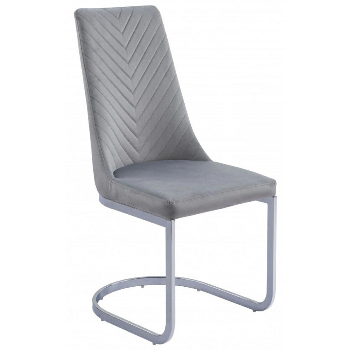 Curva Grey French Velvet With Curved Polished Chrome Frame-Esme Furnishings