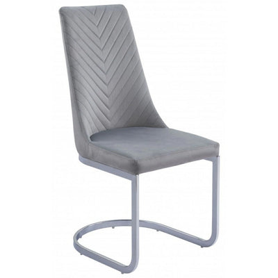 Curva Grey French Velvet With Curved Polished Chrome Frame-Esme Furnishings