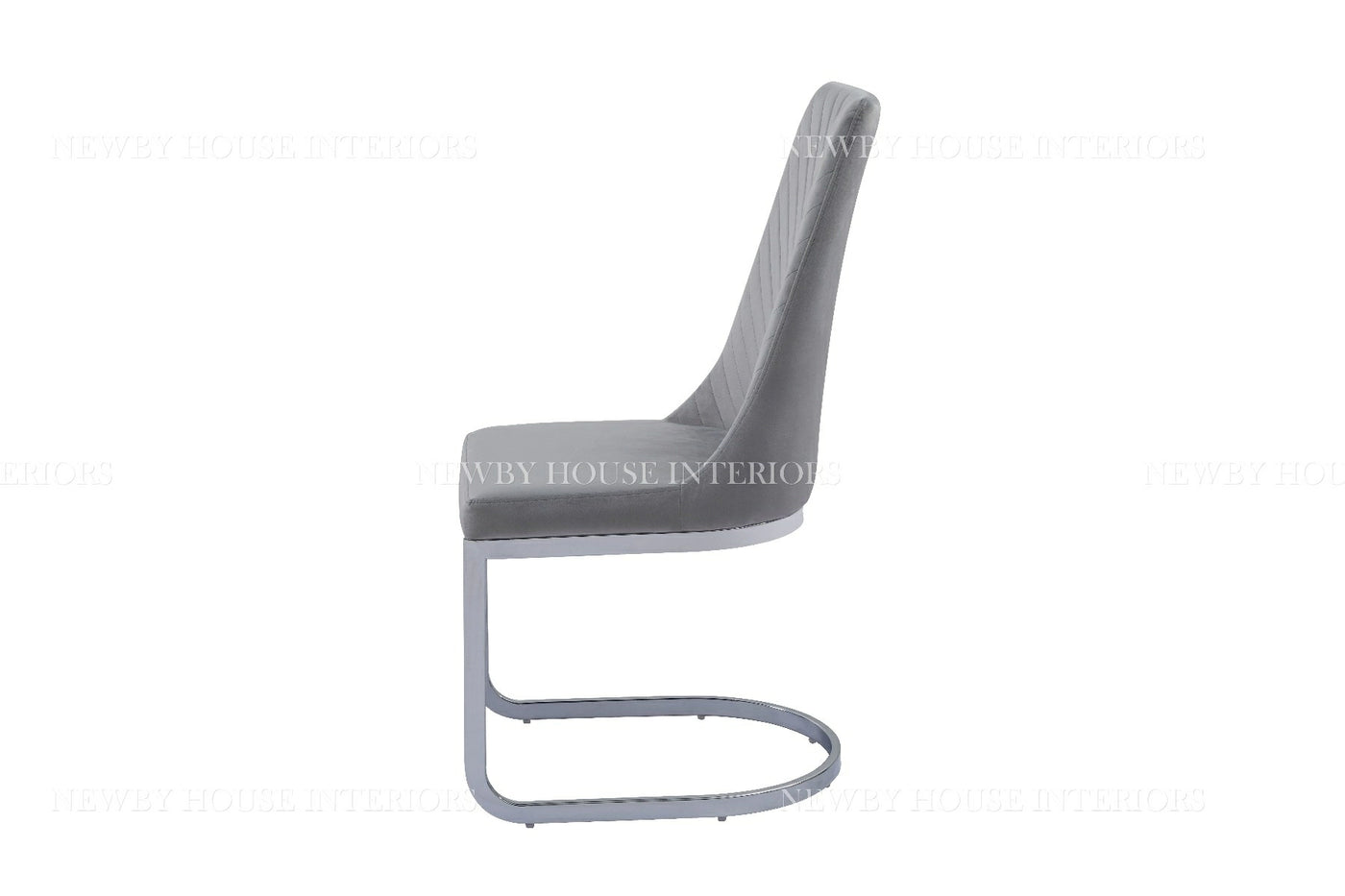 Curva Grey French Velvet With Curved Polished Chrome Frame-Esme Furnishings