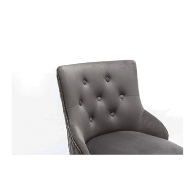 Portland, Dark Grey French Velvet, Ring Knocker Quilted Back Bar Stool-Esme Furnishings