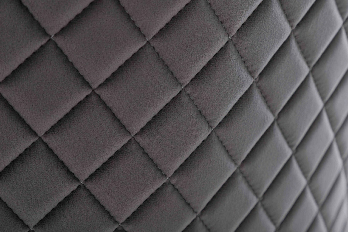 Portland, Grey, French Velvet, Ring Knocker, Quilted Back Dining Chair With Chrome Legs-Esme Furnishings