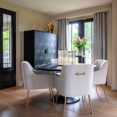 Richmond Blax Round Oak and Iron Dining Table 140cm-Belmont Interiors