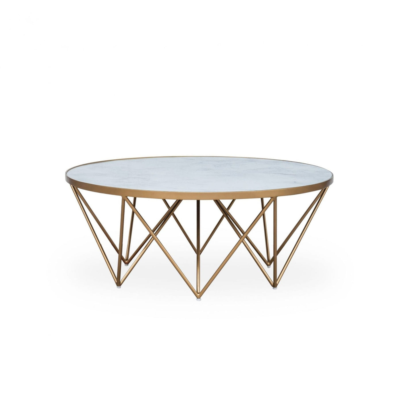 Crofton Round Coffee Table - White Marble Glass by DI Designs-Esme Furnishings