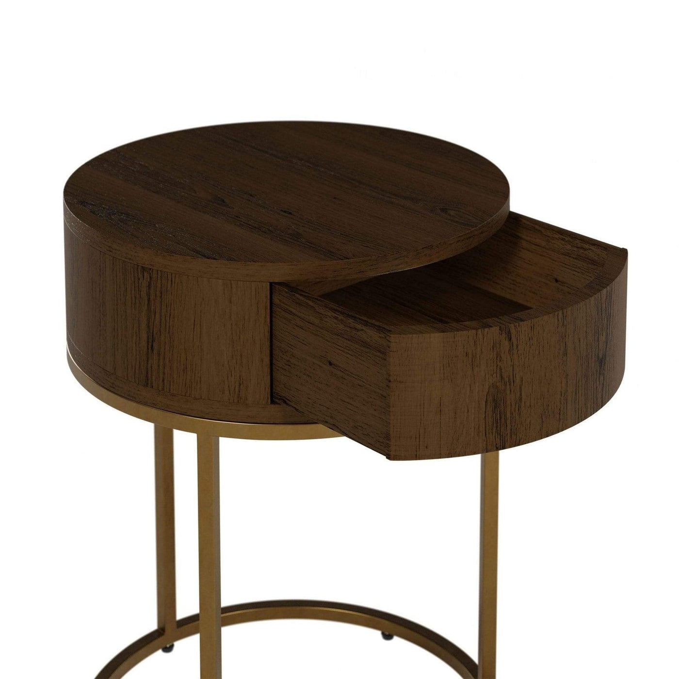 Hampton Round Wooden Bedside - Brown by DI Designs-Esme Furnishings