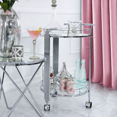 Cohen Chrome And Clear Glass Drinks Trolley-Esme Furnishings