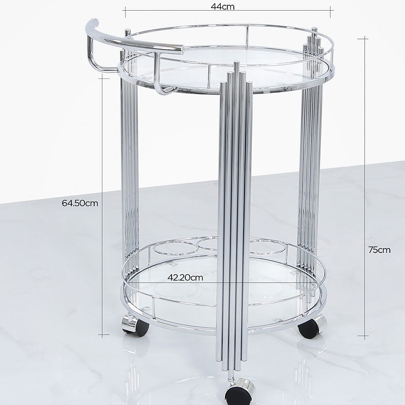 Cohen Chrome And Clear Glass Drinks Trolley-Esme Furnishings