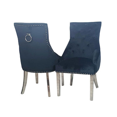 Louis 150cm Black Marble Dining Table + Belle Knocker Plush Velvet Chairs-Esme Furnishings