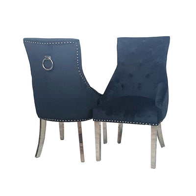 Athena 180cm Marble Dining Table + Knightsbridge Plush Velvet Dining Chairs - Special Promo Price-Esme Furnishings