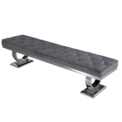 Arianna 170cm Dark Grey Plush Velvet Bench-Esme Furnishings