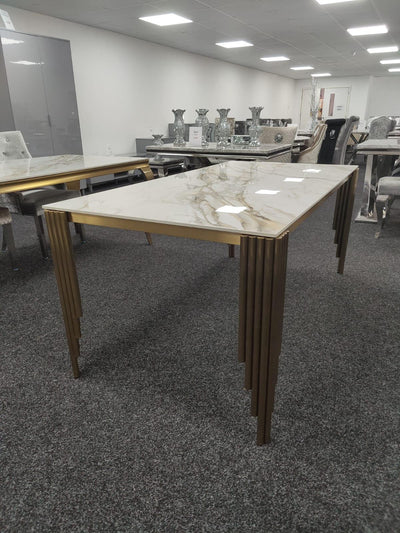 Mayfair 180cm Marble & Gold Dining Table 4 Colours-Esme Furnishings
