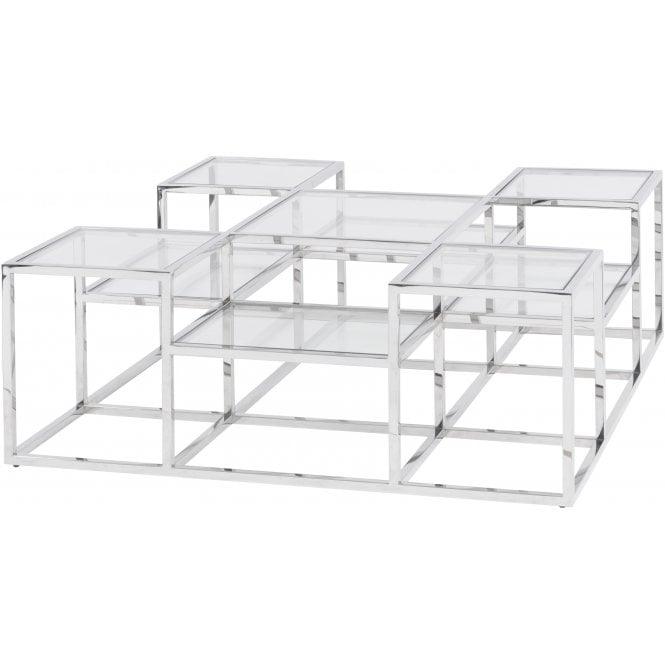 Gatsby Square Stainless Steel Coffee Table-Esme Furnishings