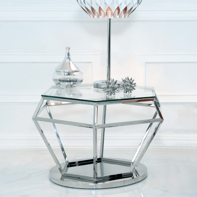 Geome Stainless Steel Coffee Table-Esme Furnishings