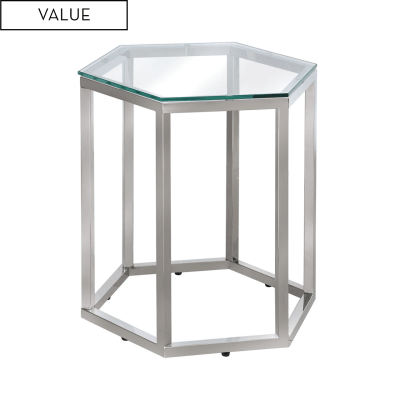 Geome Silver Stainless Steel End Table-Esme Furnishings