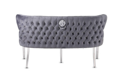 Valentino Lion Knocker Quilted Tufted Plush Velvet 150cm Dining Bench - 5 Colours-Esme Furnishings