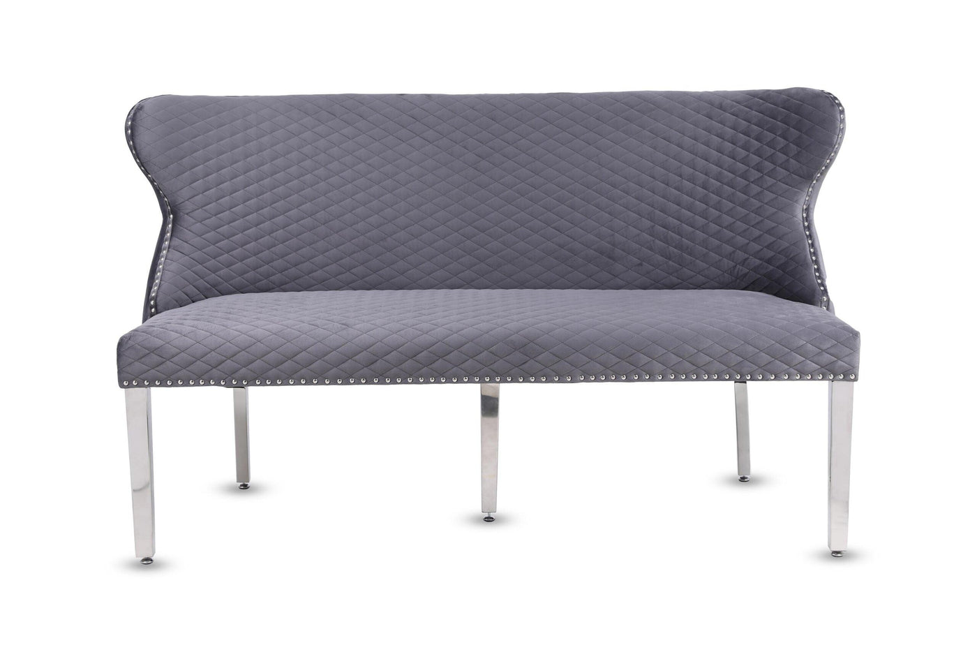 Valentino Lion Knocker Quilted Tufted Plush Velvet 150cm Dining Bench - 5 Colours-Esme Furnishings