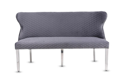 Valentino Lion Knocker Quilted Tufted Plush Velvet 150cm Dining Bench - 5 Colours-Esme Furnishings