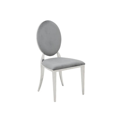 Hampton Light Grey French Plush Velvet Dining Chair With Chrome Legs-Esme Furnishings