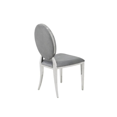 Hampton Dark Grey French Plush Velvet Dining Chair With Chrome Legs-Esme Furnishings