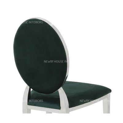 Hampton Green French Plush Velvet Dining Chair With Chrome Legs-Esme Furnishings