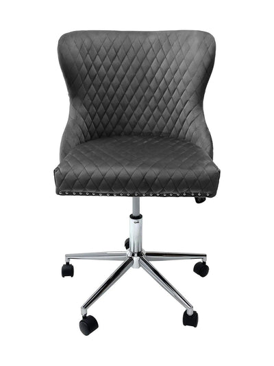 Valentino Grey Velvet Office Chair-Esme Furnishings