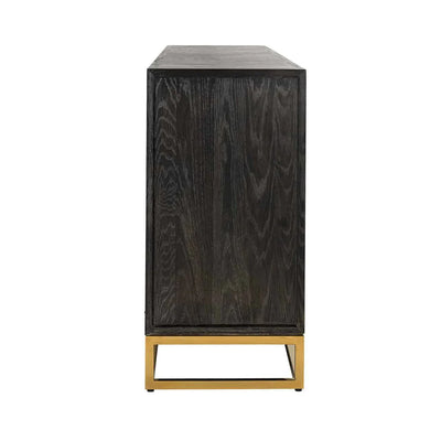 Richmond Interiors Blackbone Black Oak and Gold 4 Door Wide Sideboard
