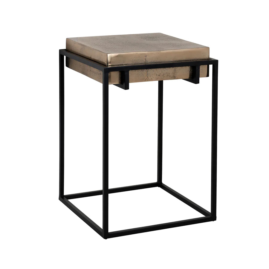 Calloway Champagne Gold and Black Side Table-Belmont Interiors