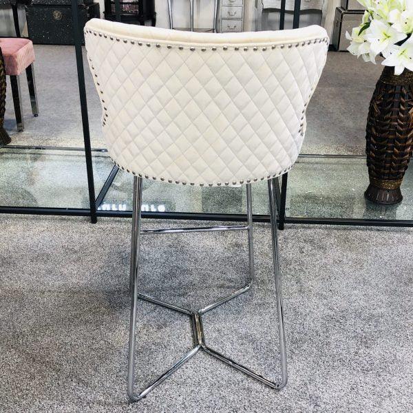 Osaka Mink Plush Velvet Quilted Back Bar Stool-Esme Furnishings