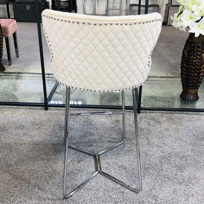 Osaka Mink Plush Velvet Quilted Back Bar Stool-Esme Furnishings