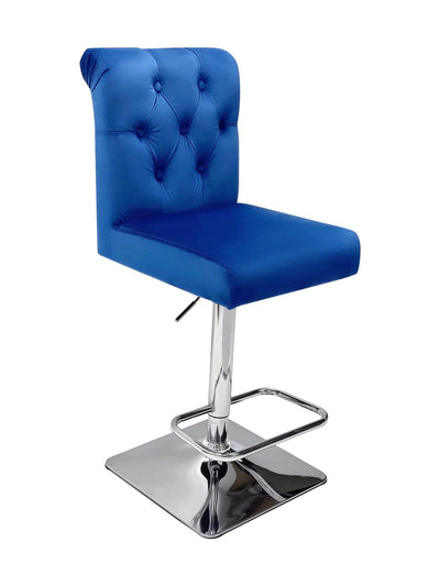 Sophia Navy Blue Quilted Lion Knockerback Plush Velvet Bar Stool-Esme Furnishings