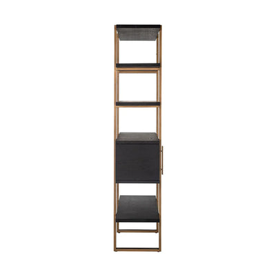 Richmond Interiors Cambon Gold Stainless Steel Bookcase with Dark Coffee 4 Door Cabinet
