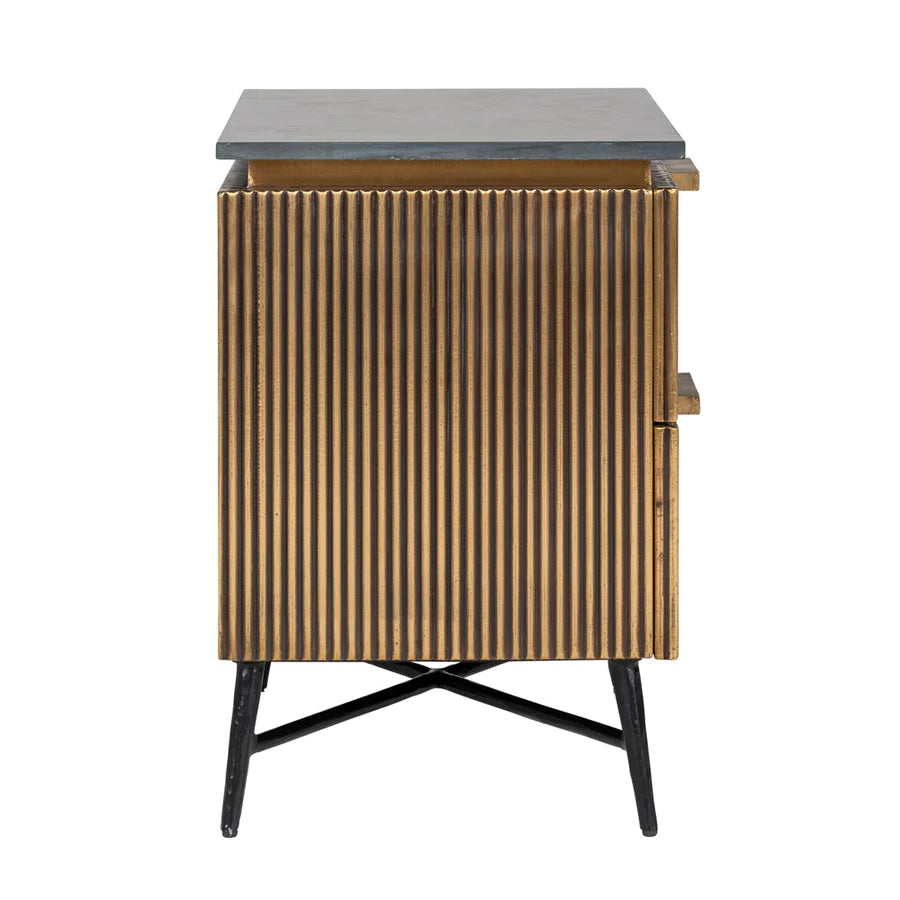 Richmond Ironville Golden 2 Drawer Bedside Cabinet-Belmont Interiors