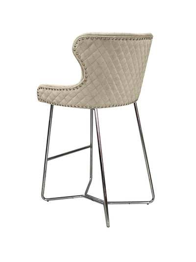 Osaka Mink Plush Velvet Quilted Back Bar Stool-Esme Furnishings