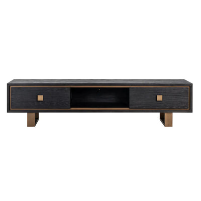 Richmond Interiors Hunter Black Oak and Gold 2 Drawer TV Unit